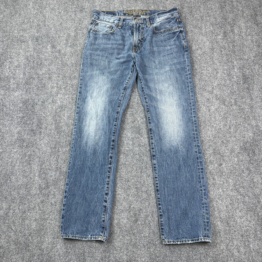 American Eagle Outfitters Slim Straight Jeans Mens 31x32 Blue Denim Distressed‎